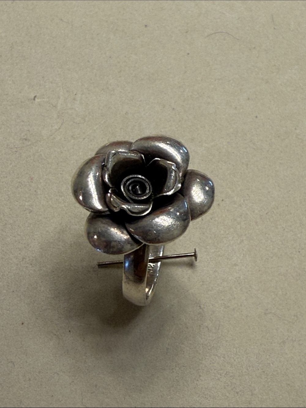 Sterling Silver Rose Flower Ring - Silver Floral Statement